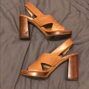 Marc Fisher Tan Heeled Open toe shoes